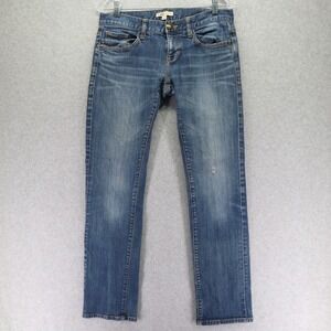 Cabi Jeans Womens 4 513 Low-Rise Straight Leg Stretch Flex Distressed Denim Blue